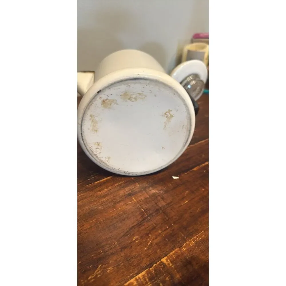 vintage white enamel coffee percolator